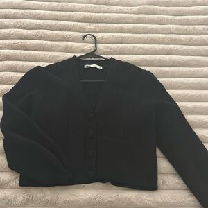 Black cropped Zara cardigan sweater